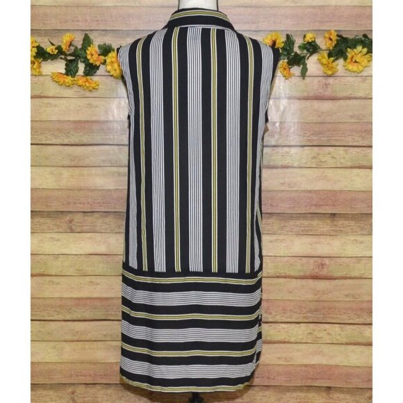 Worthington Black Striped Sleeveless Button Up Blouse Top Size XS Hi-Low Career - Picture 7 of 11